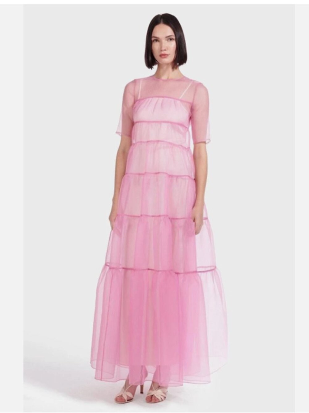 Staud Hyacinth Short-Sleeve Tiered Organza Maxi Dress - Picture 2 of 8